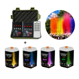 Pack de 4 compacts feu d'artifice de jour personnalisées Zenda Club avec déclencheur 8 canaux inclus, prêt à tirer