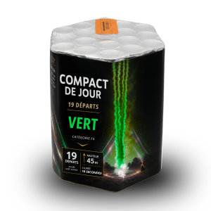 Compact feu d'artifice de jour vert 19 départs – Effet fumée verte