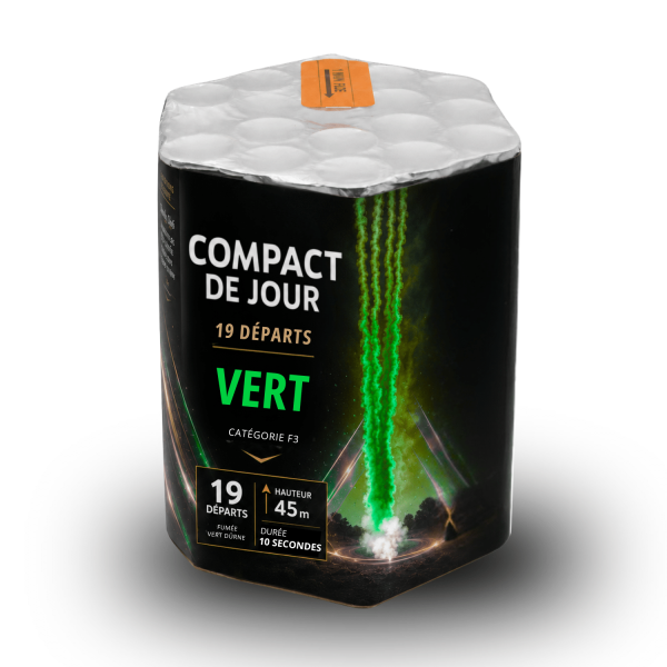 Compact feu d'artifice de jour vert 19 départs – Effet fumée verte
