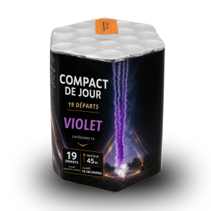 Compact feu d'artifice de jour violet 19 départs – Effet fumée violette spectaculaire jusqu'à 60 m