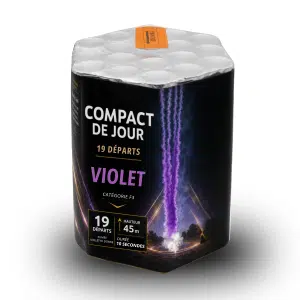 Compact feu d'artifice de jour violet 19 départs – Effet fumée violette spectaculaire jusqu'à 60 m