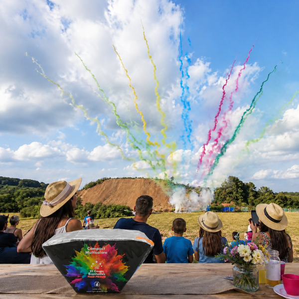 Compact de jour en éventail 25 départs Multicolor Zenda Club – 25 colonnes de fumée multicolores en éventail