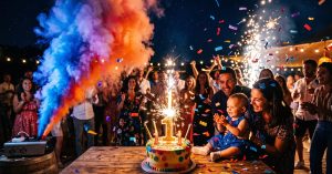 Bougie 1 an colorée avec étincelles festives pour célébrer le premier anniversaire d'un enfant
