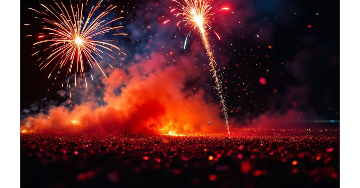 Accessoires mariage pyrotechnie : fumigènes colorés et étincelles lors d'une cérémonie nocturne festive