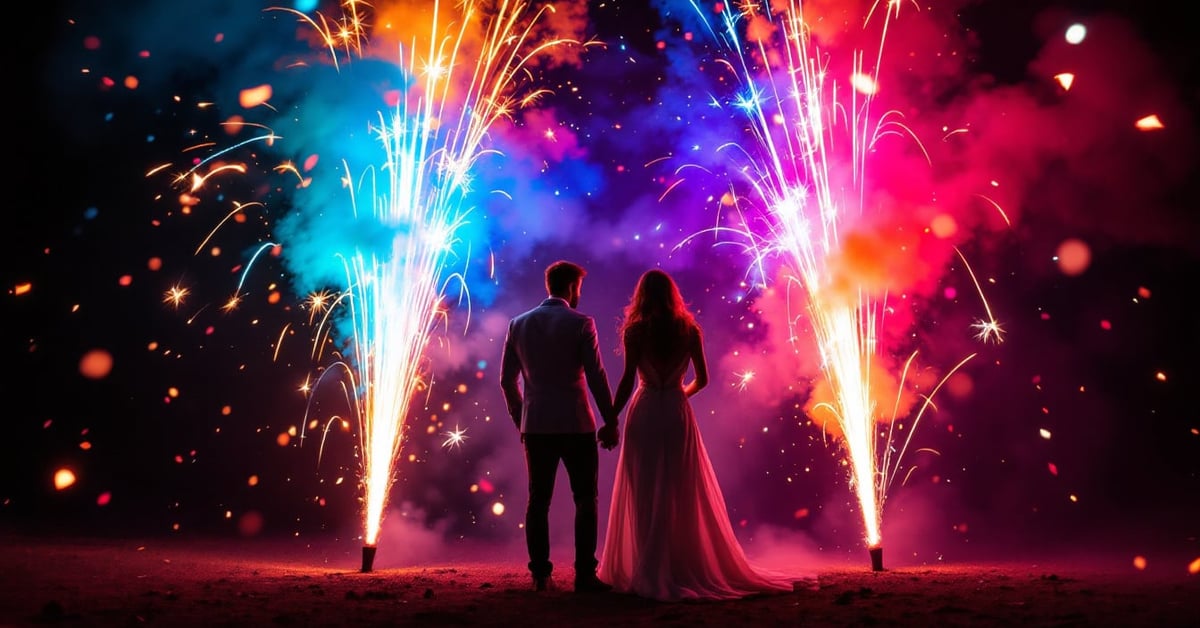 Effets étincelles mariage : jets de scène, fontaines et cascades pyrotechniques pour la première danse