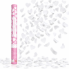 Canon à confettis cœurs blancs 60 cm avec confettis en papier de soie