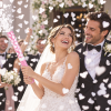 Canon à confettis cœurs blancs 60 cm avec confettis en papier de soie