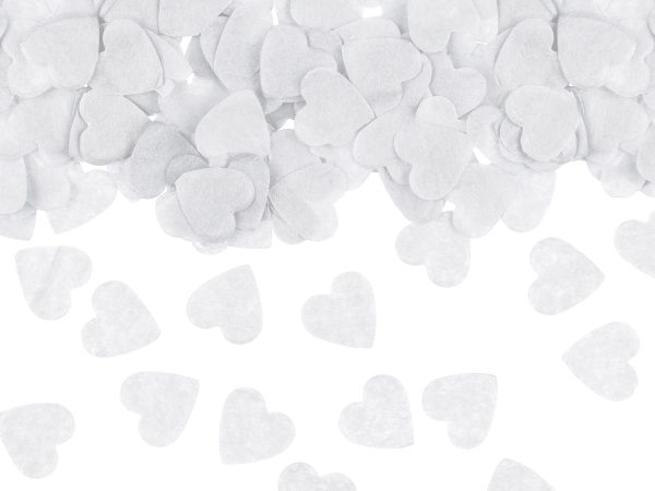 Canon à confettis cœurs blancs 60 cm avec confettis en papier de soie