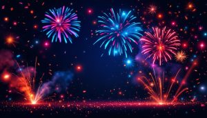Différents types de feux d'artifice colorés explosant dans le ciel nocturne pour bien choisir feux d'artifice