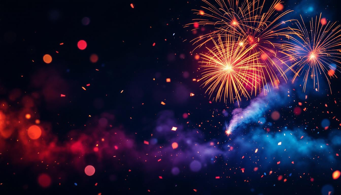 Feux d'artifice colorés explosant dans le ciel nocturne pour aider à choisir feux d'artifice selon son budget