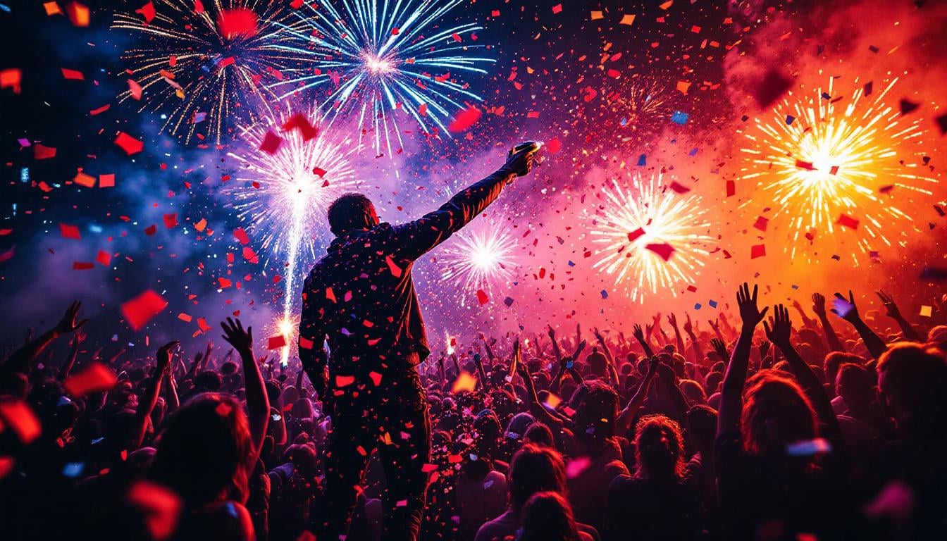 Canon à confettis colorés explosant dans un night-club lors d'un événement pyrotechnique professionnel