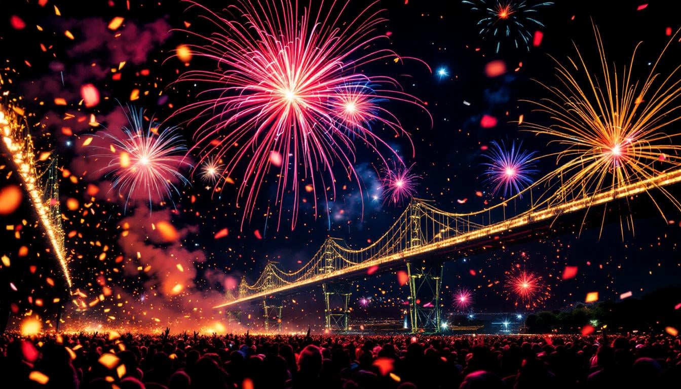 Feux d'artifice aux origines chinoises : bambou enflammé et étincelles colorées dans la nuit