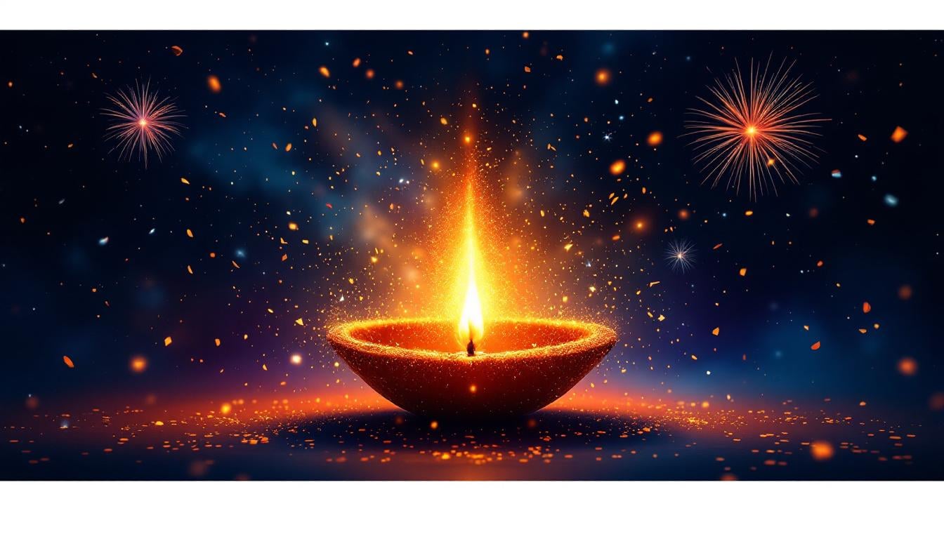 Célébration de Diwali avec lanternes et lumières colorées, traditions fêtes festives du monde