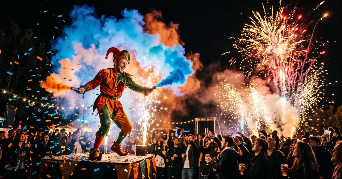 Lutin farceur de Noël espiègle en costume rouge et vert prêt à faire une bêtise
